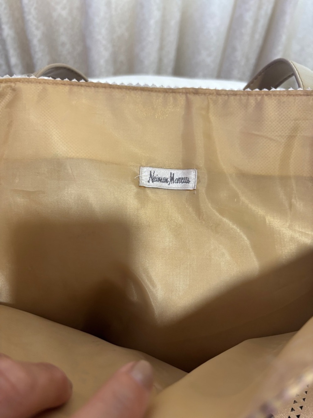 Neiman Marcus Metallic Gold Laser-Cut Tote - Picture 2 of 6